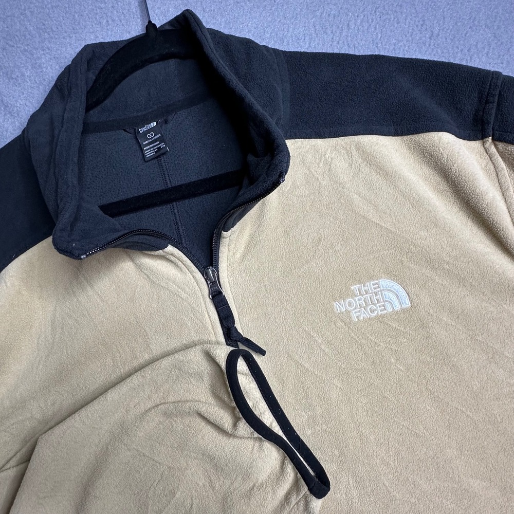 The North Face Polartec Fleece Jacket XXL Tan Black‎ Full Zip Circular Design